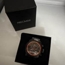 Precimax Men's Chronograph Quartz Wristwatch Black Orange Metal Analog 100m