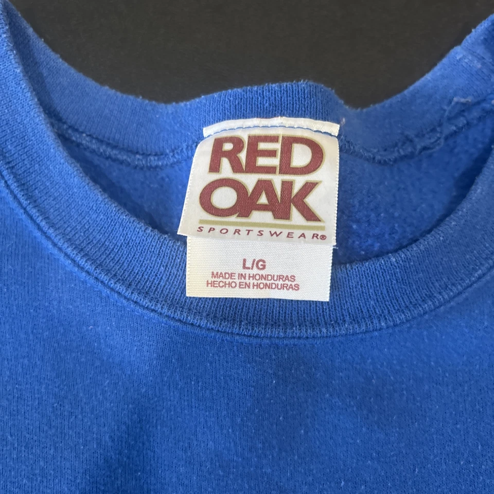 Kansas Jayhawks Sweater Unisex L Blue Champion Crewneck Big Embroidered Patch KU - Image 3 of 4