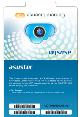 Asustor AS-SCL04 NAS 4-channel IP Camera License Key for Surveillance Station