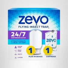 Compact Indoor Flying Insect Trap & Cartridge - Convenient Plug-In Safety Device