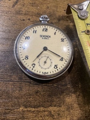 Sekonda Herren Taschenuhr 18 Jewels Vintage, Made in USSR Chrom