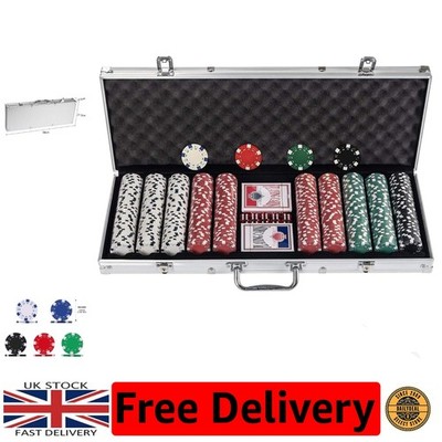 Komplettes 500-teiliges Pokerset mit strapazierfähigem Alukoffer & Karten - Spaß für alle