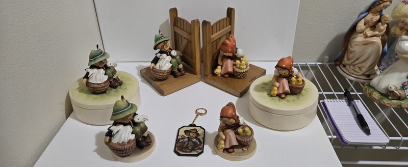 Goebel W. Germany Hand Painted Porcelain Child Figurines w/ Plates & Keychain