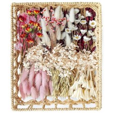 DIY Natural Dried Flower Set for Vase, Bulk Boho Flowers with Pink