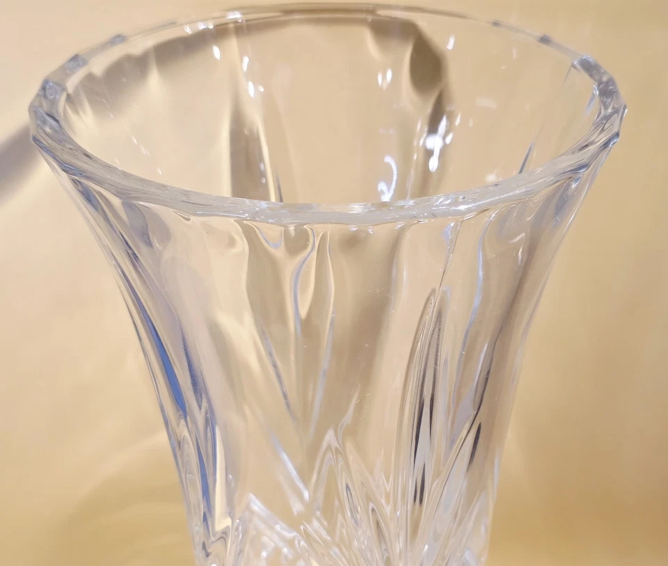 Jarrón estilo cristal corte transparente vintage 10" centro de mesa decorativo pesado Foto 4 de 4