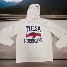 Tulsa Hurricane Logo White Pullover Hoodie Mens Large Light Discolorations
