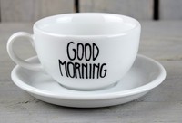 Tasse' Good Morning' Untertasse Weiß Tee Kaffeetasse Untertasse Handbemalt