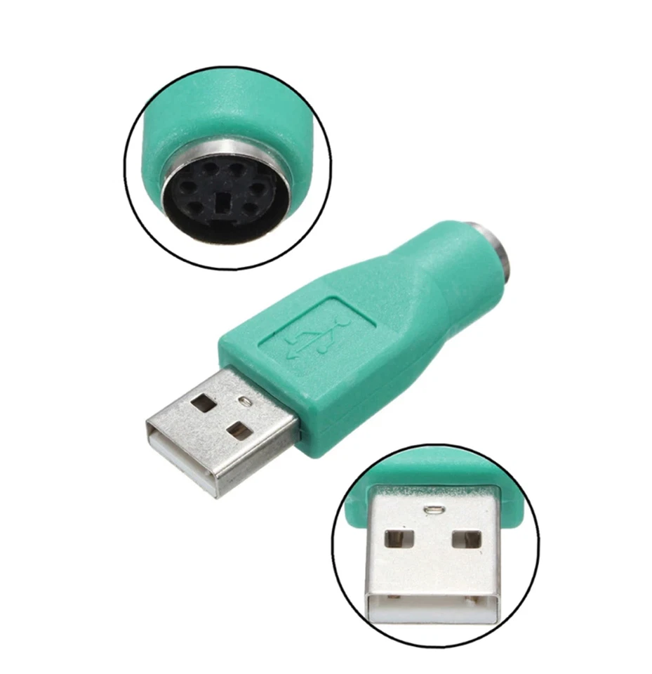 USB-A MALE TO PS2 FEMALE ADAPTER USB TO PS2 Computer Mouse Keyboard Septal - Image 2 of 4