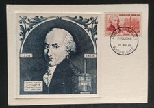 CARTE 1er JOUR TIMBRE CHARLES AUGUSTIN COULOMB N° 1297 ANGOULÊME 1961
