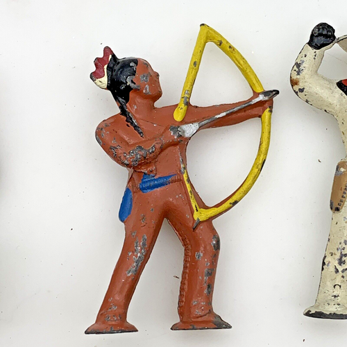 Lot of VTG Barclay? Metal Podfoot Cowboys Indians Horses Fair Good cond READ - Picture 11 of 21