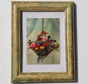 Marvelous-60-039-s-3D-Lenticular-Postcard-Depicting-Flower-Basket-amp-Birds