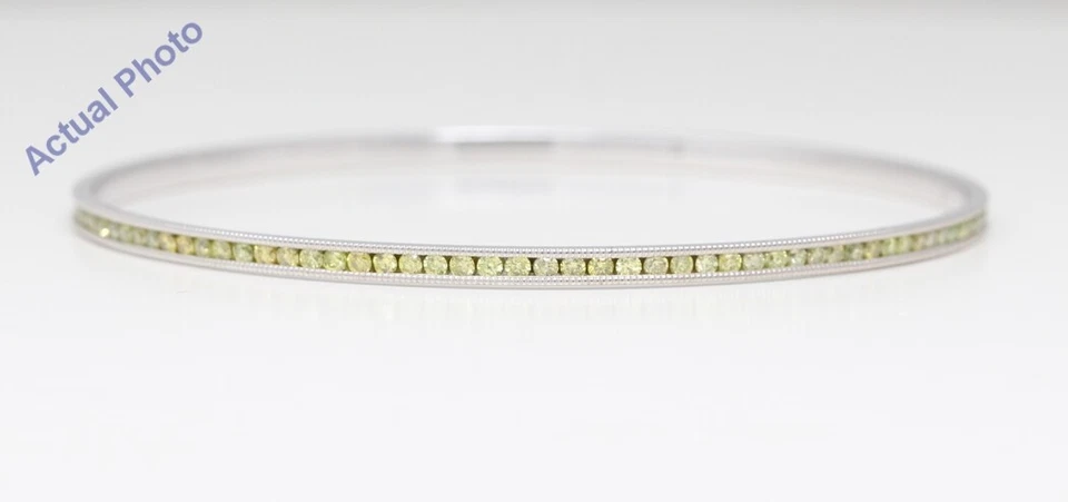 Brazalete de moda de diamantes amarillos de corte redondo de oro blanco de 14 k (amarillo de 2,66 quilates, si3-i1) Foto 2 de 4