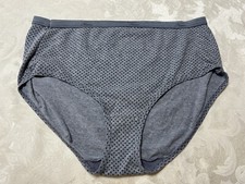 Vtg HANES Cotton Blend Signature Waistband 7/L Gray Polka Dot Brief Panties 225