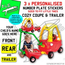 *BEST PRICE* 3 number plate stickers TO FIT Little Tikes Cozy Coupe car Trailer