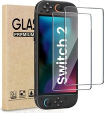  2-Pack 2025 Nintendo Switch 2 Tempered Glass Screen Protector Saver Clear Film