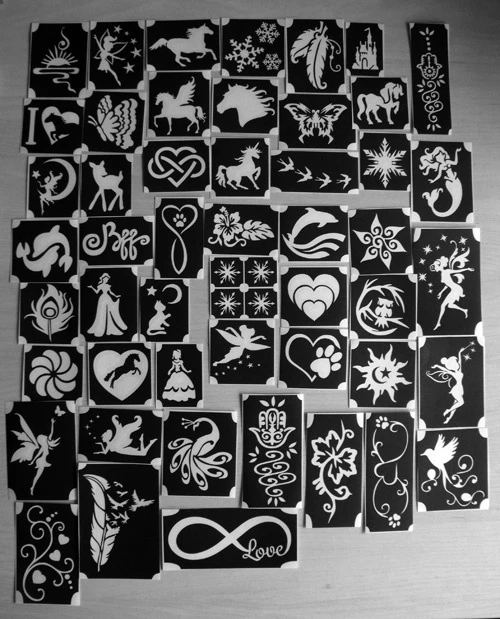 GLITTERTATTOO4YOU 50 different tattoo stencils glitter tattoo body jewelry seta hammer price