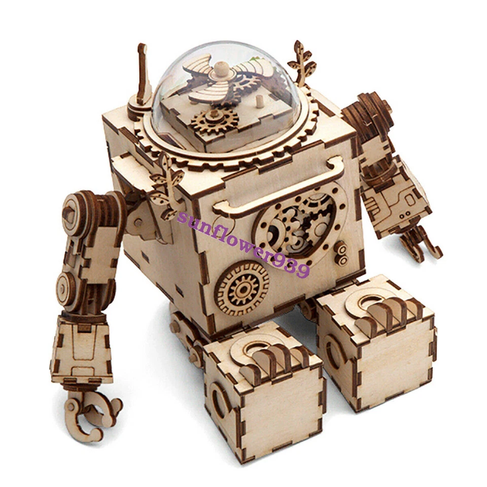 ROBOTIME Handmade DIY 3D Wooden Steampunk Puzzle Music Box: Orpheus Model Kits - Image 4 of 4
