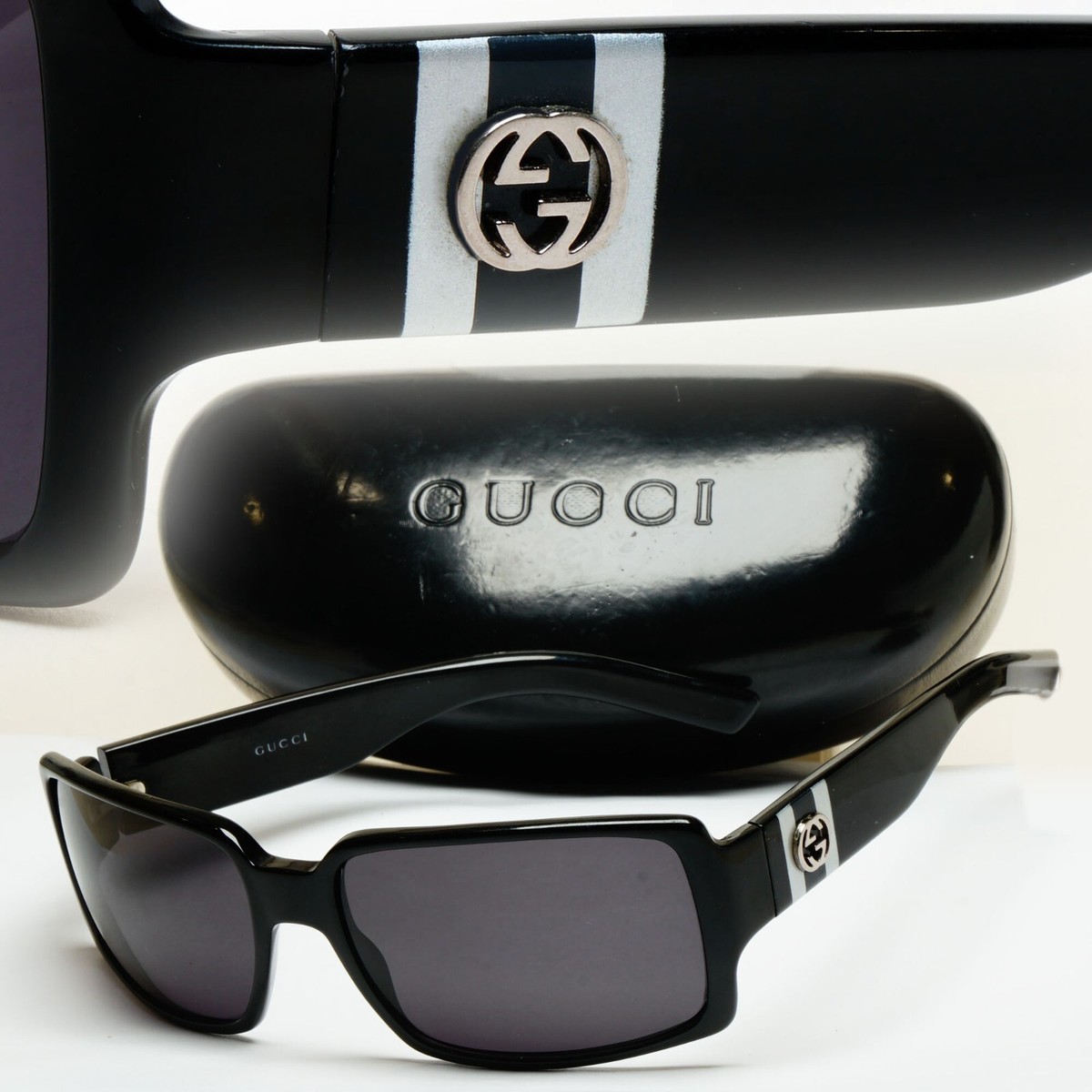Gucci Sunglasses 2004 Vintage Black Wrap Square Retro GG Gucci Sunglasses 2004 Vintage Black Wrap Square Retro GG