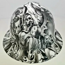 FULL BRIM Hard Hat custom hydro dipped in LUST AFTER DEATH , GRIM REAPER SICK