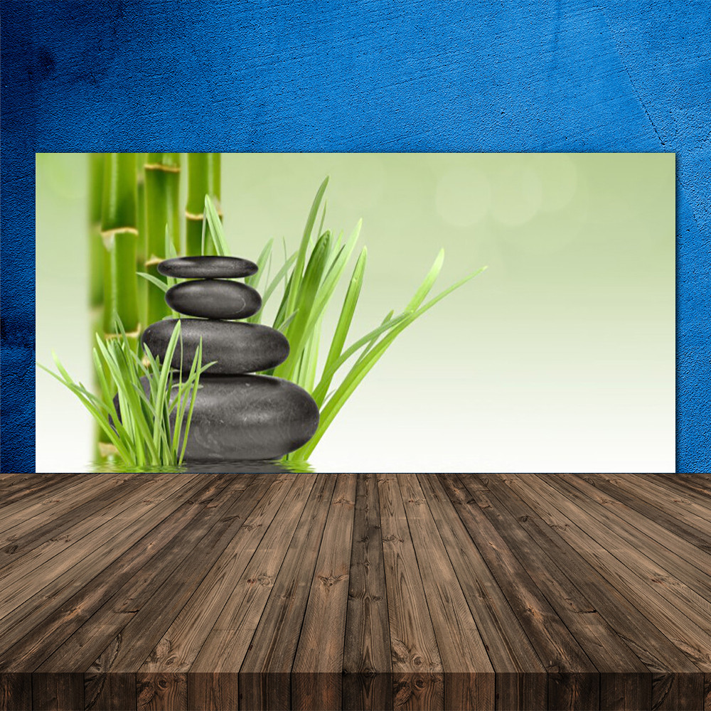 Panneau de cuisine en verre trempé 120x60 motif pierres zen