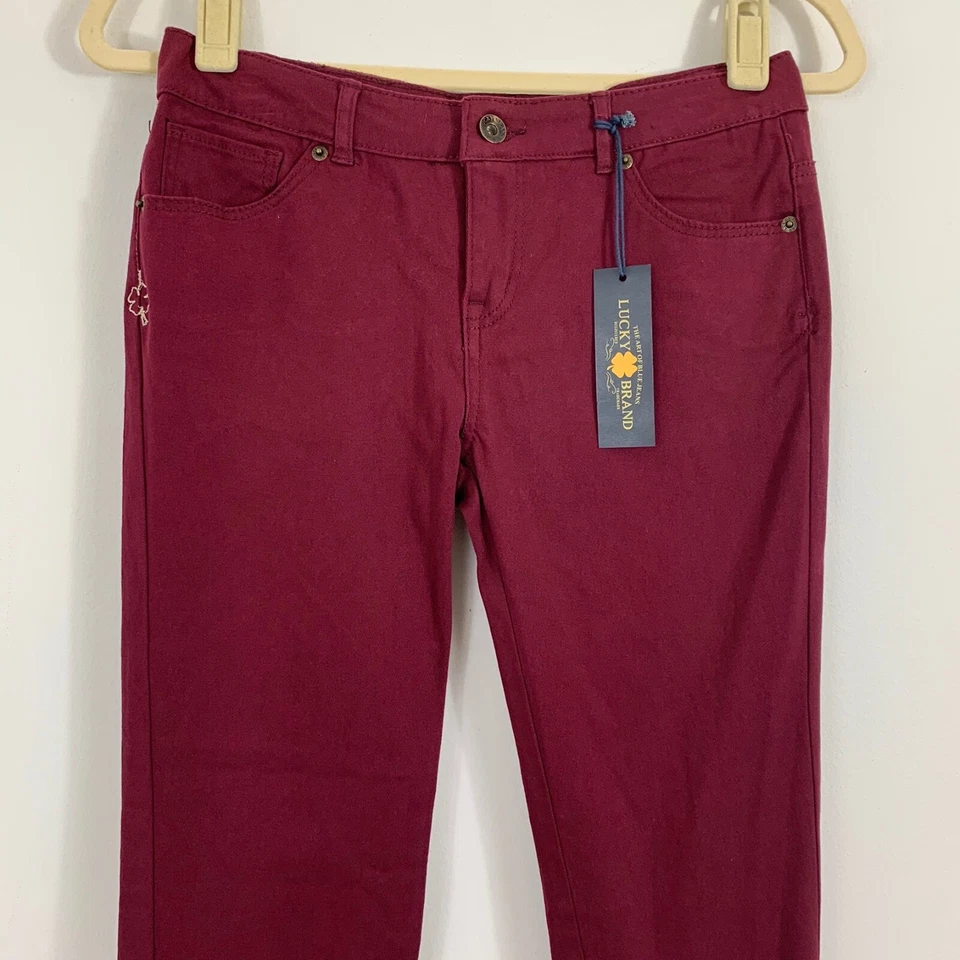 NUEVO Pantalones de mezclilla Lucky Brand Girls Zoe Jegging talla 16 borgoña granate ajustados elásticos Foto 2 de 4