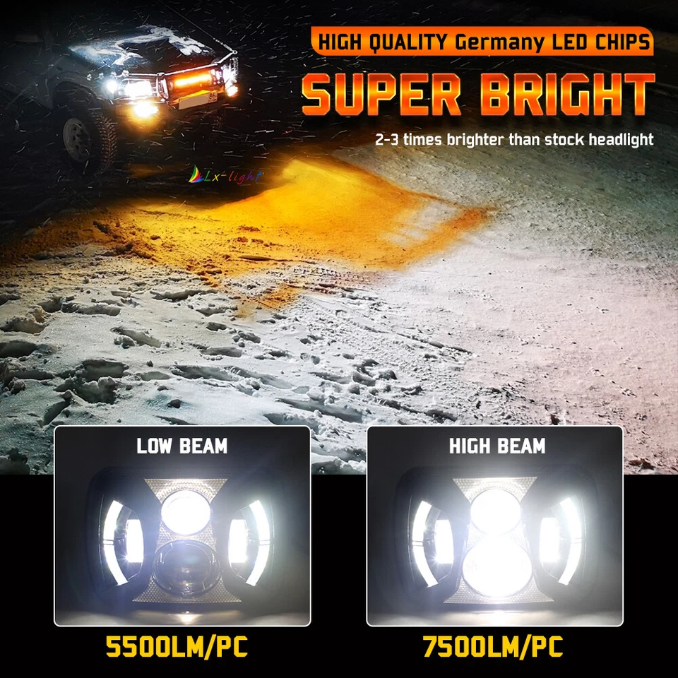 Par de faros LED de 7x6" para Freightliner FL106 FL112 FL60 FL70 FL80 MT35 MT45 Foto 3 de 4