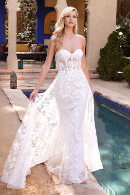 Sheer, Floral-Embellished Bridal Gown Mermaid Skirt Royal