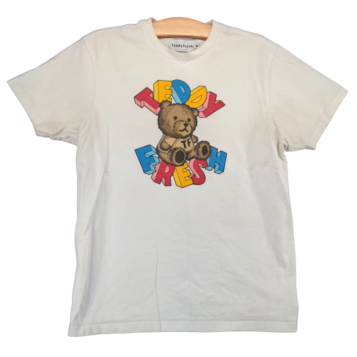 Teddy Fresh Mens T-Shirt White Medium Short Sleeve 100% Cotton