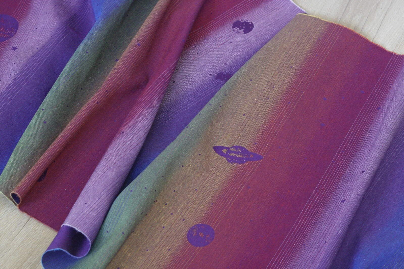 Natibaby Rainbow Planets Baby Wrap-Purple Warp, Rainbow Weft, Size 6 (4.6 M)
