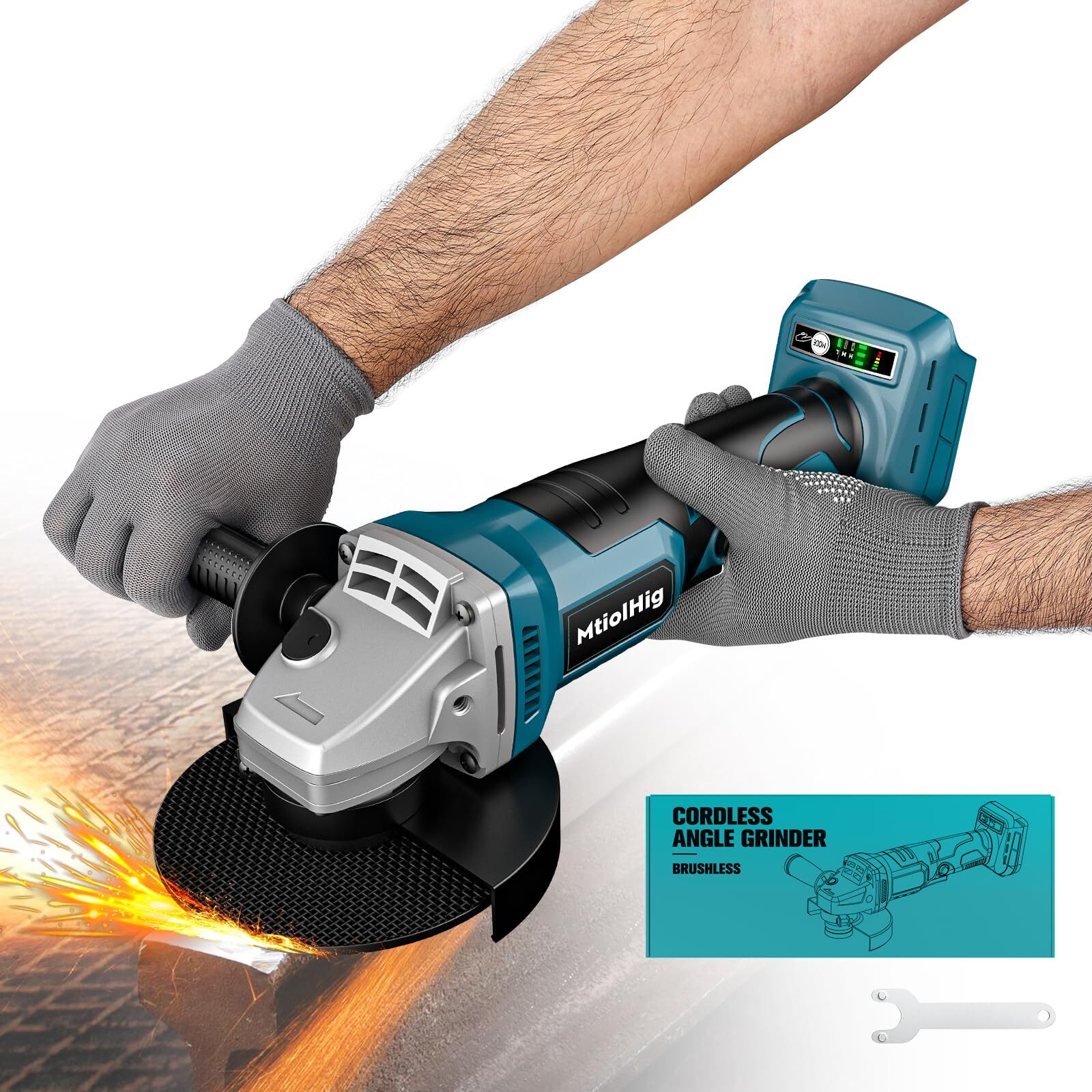 18V Brushless Cordless Angle Grinder with 8500RPM for Makita Batteries