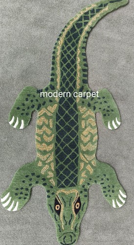 Crocodile Rugs 3x6 Feet Handmade 100% Woolen Hand Tufted For Home Decoration kid - Picture 4 of 11
