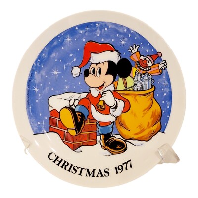 Schmid 1977 Mickey Mouse Christmas Collectors Plate Santa Disney