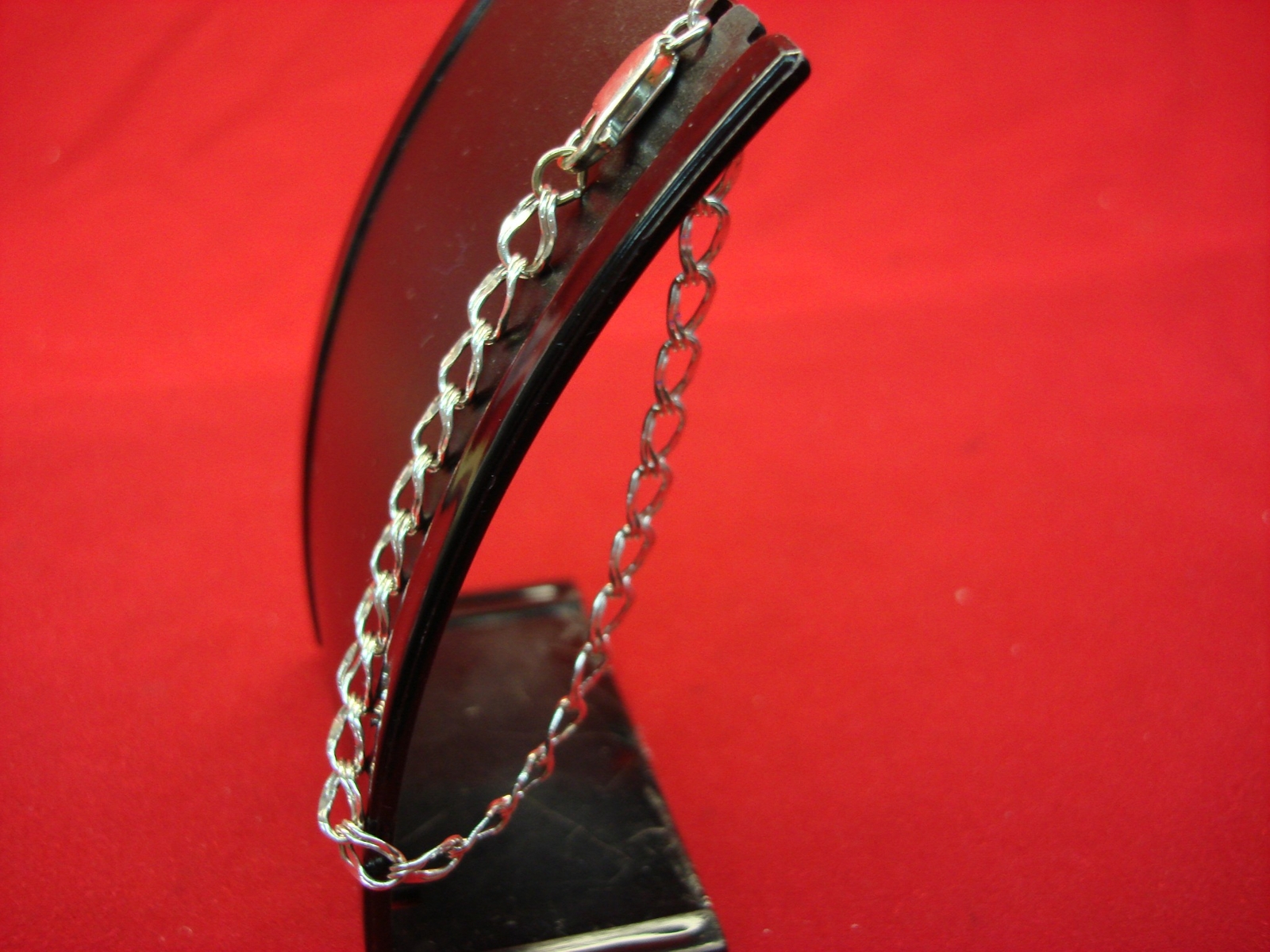 PRETTY SOLID STERLING DOUBLE LINK CHAIN BRACELET … - image 1