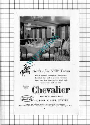 Chevalier Restaurant Exeter Devon H & G Simonds Ltd Werbung - 1957 Schnitt