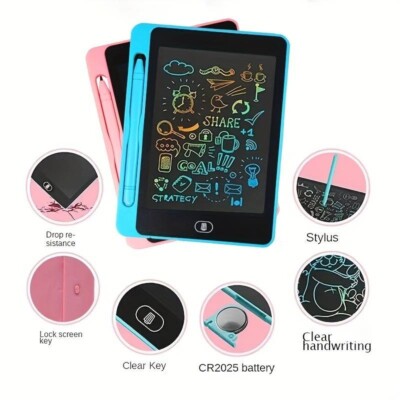 6,5'' Zoll LCD Schreibtafel Tablet Mit Stift Inkl. Batterie Blau Kindertablet Tab