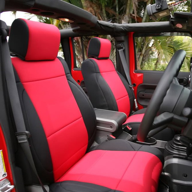 Jeep Wrangler 201114 Unlimited Rubicon neoprene Front seat cover Red