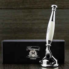 Men's Triple Edge Shave Razor For Shaving With Stand Silver Stainless Steel