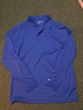 Nike Golf Tour Performance Mens Blue Dri-Fit Polo Long Sleeve Shirt Sz L