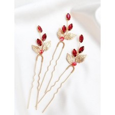 Vintage Gold Leaves Bridal Hair Pins 3PCS Wedding Hair Pieces for Brides,