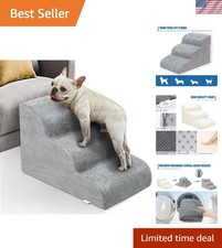 Dog Stairs for Small Dogs - High Density Foam Dog Ramp, Extra Wide Pet Steps ...