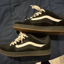 VANS Mens Black/White Canvas Low Top Lace-Up ...