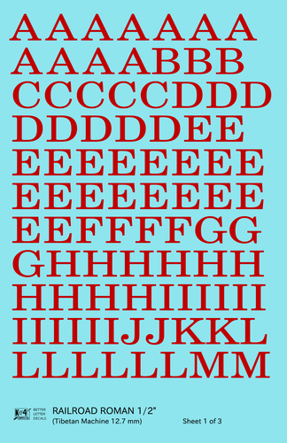 K4 Wasserrutsche Aufkleber rot 1/2 Zoll Eisenbahn römischer Buchstabe Alphabet - Bild 1 von 3