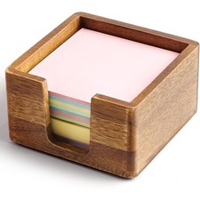 Acacia Wood Sticky Note Holder, Note Dispense...