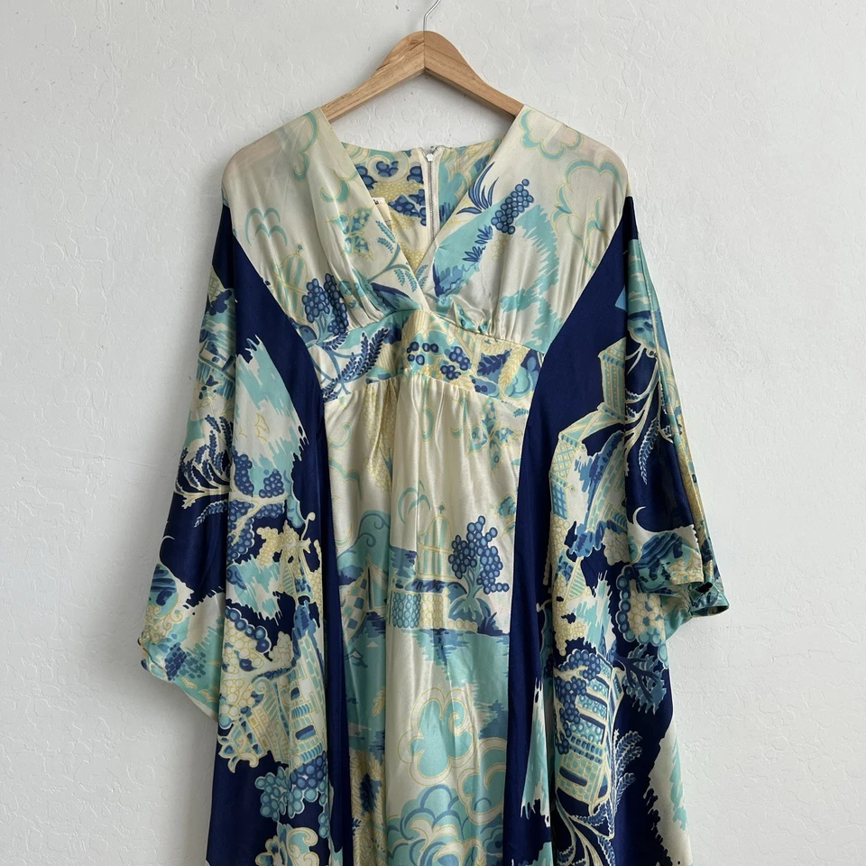 Vestido Charlotta California Glazier De Colección Caftán Años 60 70 Talla Única Azul Foto 2 de 4