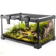 Mini Reptile Glass Terrarium Vivarium 12"x8"x6" Full View Tank for Amphibians