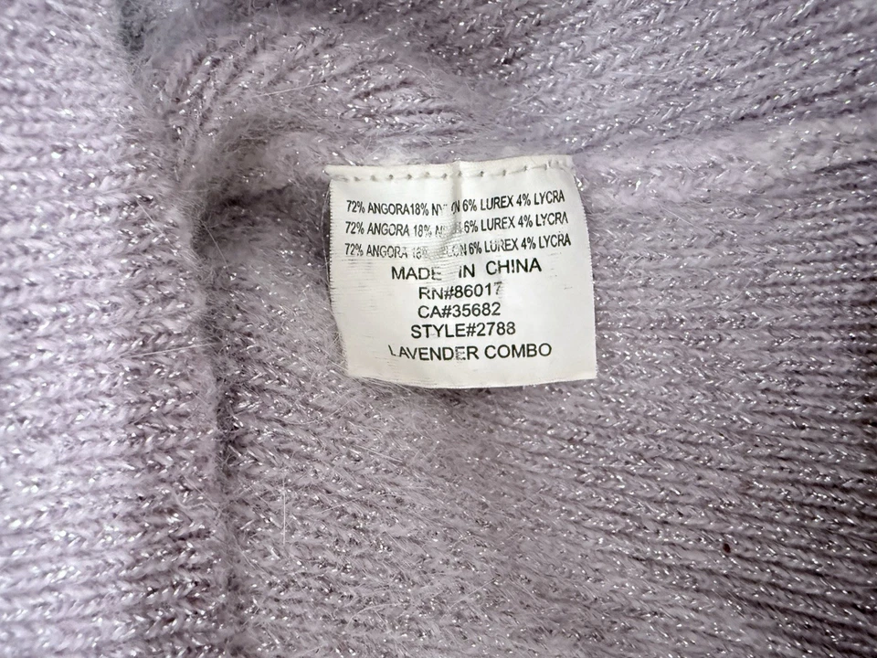 Suéter Top Bebe Años 90 Raro Metálico Lavanda Ombré Angora Sin Mangas Cuello Alto Foto 4 de 4