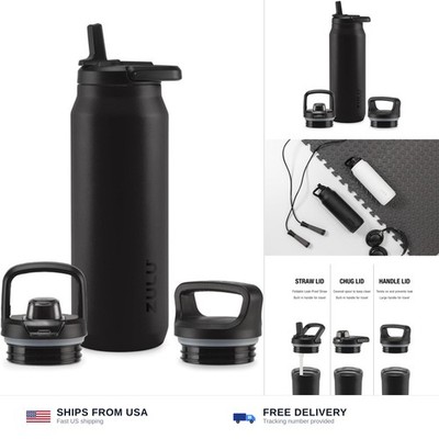 ZULU Base 40oz Stainless Steel Water Bottle with 3 Lids- Straw, Chug, Twist |...