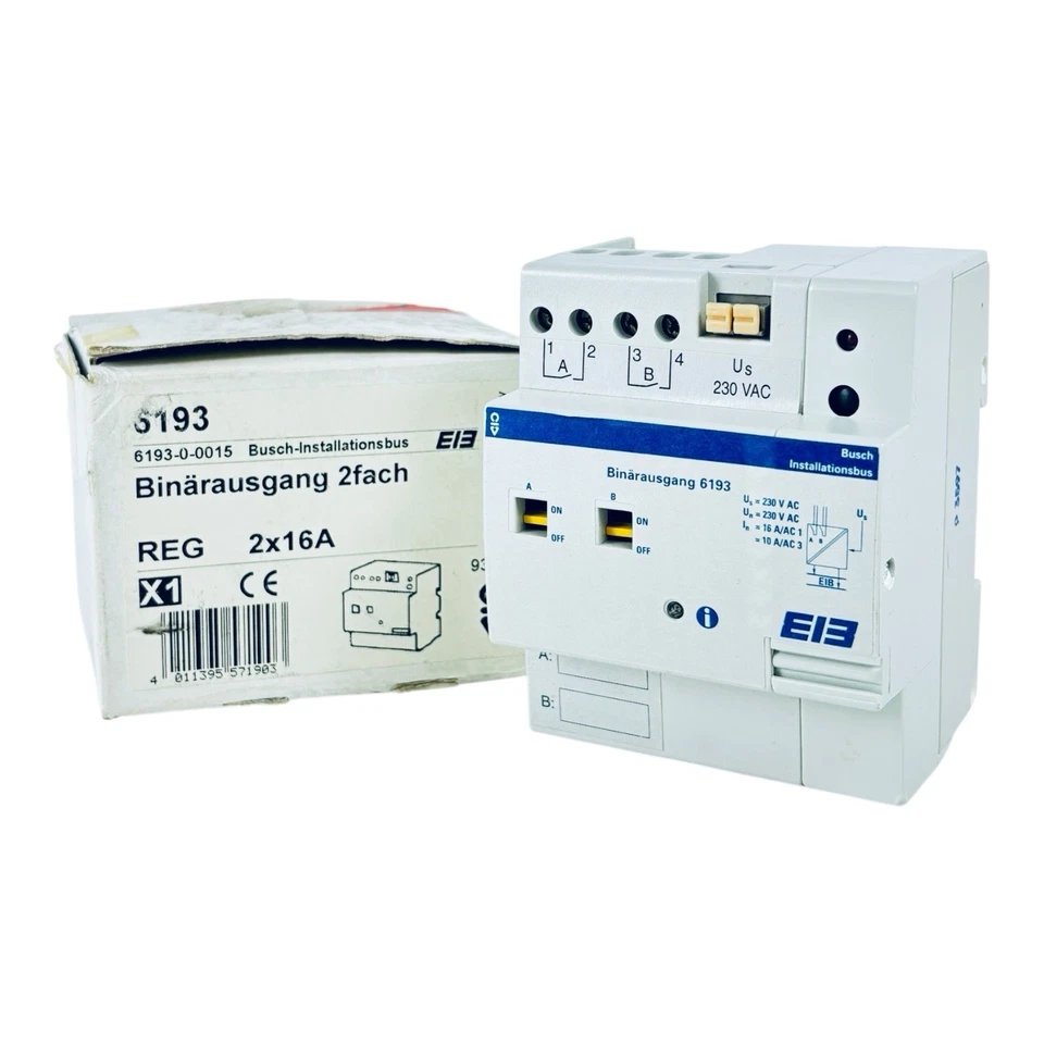 Busch-Jaeger 6193 Binärausgang / 2fach / REG 2x16A / Instabus / EIB / X1 - Bild 2 von 3