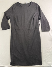 OLD NAVY Ponte Knit Sheath Dress Gray XXL Tall 3 4 Sleeve Back Zip NWT