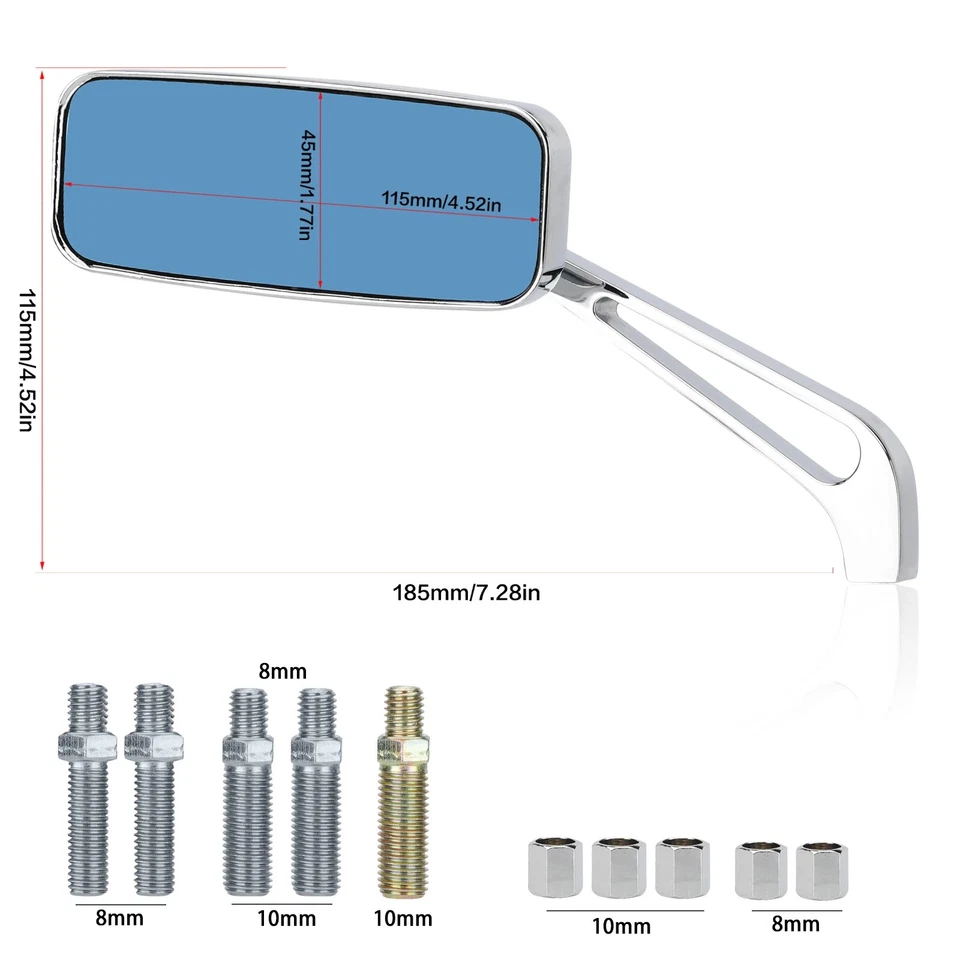 Espejos retrovisores cromados para motocicleta 8/10 mm para Harley Honda Suzuki Yamaha envío a EE. UU. Foto 4 de 4